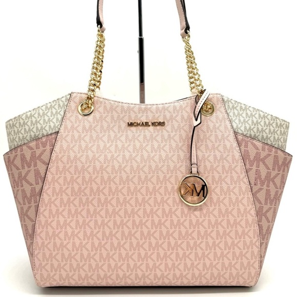 Michael Kors Large Jet Set Travel Chain Shoulder Bag Powder Blush Multi - Picture 1 of 10